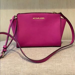 Michael Kors small Selma pink safiano bag